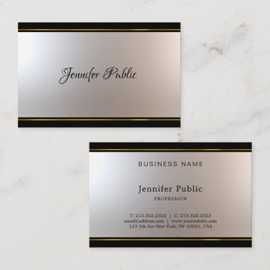 書素晴らし道スクリプト魅力的な黒と金ゴールド 名刺 (正面/裏面)