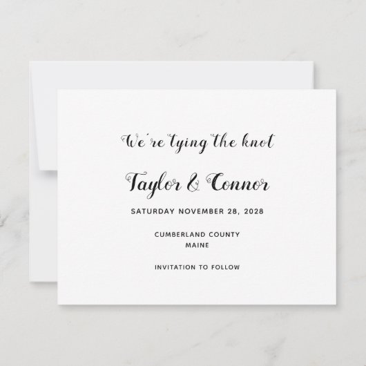 書素朴式結婚式の日付を保存 招待状 (裏面)