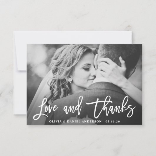書素朴書結婚の感謝フォトカード サンキューカード (正面)