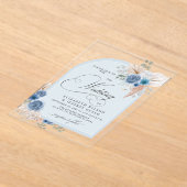 書素朴道ボホダスティブルーパンパ結婚ス アクリル招待状 (レイダウン)