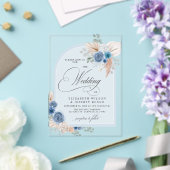 書素朴道ボホダスティブルーパンパ結婚ス アクリル招待状 (インサイチュ (ウェディング))