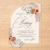 書素朴道ボホテラコッタパンパ結婚ス アクリル招待状 (正面)