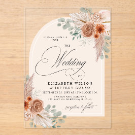 書素朴道ボホテラコッタパンパ結婚ス アクリル招待状