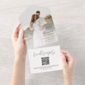 書素朴道写真結婚のQrコード オールインワン招待状 (貼ってはがせる)
