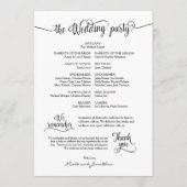 書素朴道、黒フォント結婚式 プログラム (裏面)