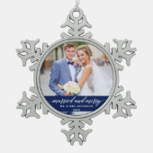 書結婚したメリー道の青 スノーフレークピューターオーナメント (正面)