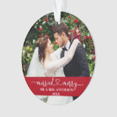 書結婚したメリー道ハート結婚写真の赤 オーナメント (正面)