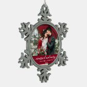 書結婚した道メリーバルゴーニュ スノーフレークピューターオーナメント (左)