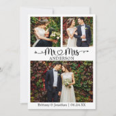 書結婚道ハート3枚写真 サンキューカード (正面)