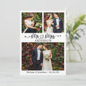 書結婚道ハート3枚写真 サンキューカード (スタンド正面)