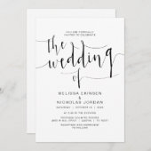 書結婚、シンプル黒 招待状 (正面/裏面)