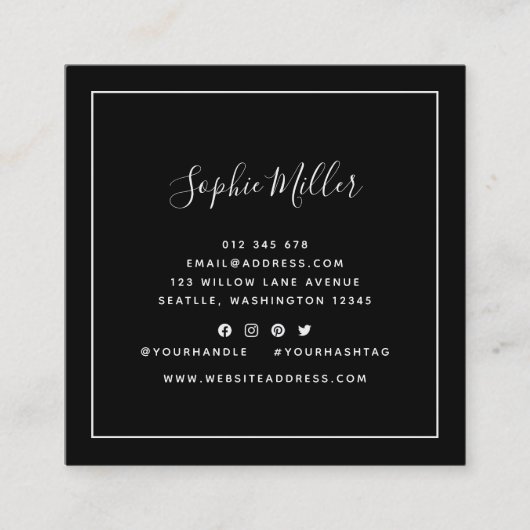 書縁ど字ソーシャルメディ編集可能カラー スクエア名刺 (正面)