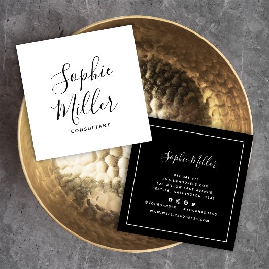 書縁ど字ソーシャルメディ編集可能カラー スクエア名刺