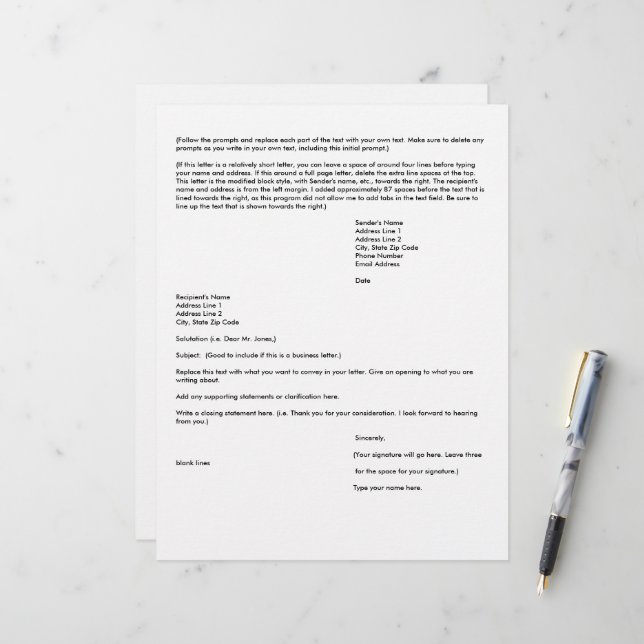 書自分の手紙、レターヘッド・テンプレート レターヘッド (正面/裏面インサイチュ)