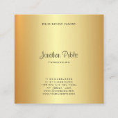 書記モダンモノグラム金ゴールドエレガントテンプレート スクエア名刺 (裏面)