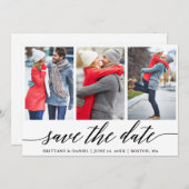 書記日付の保存婚約3フォトカード 招待状 (正面/裏面)