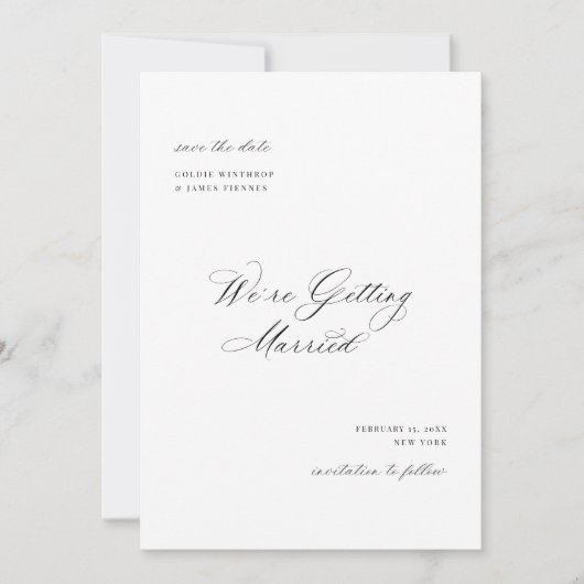 書記日付の結婚発表を保存 招待状 (正面)