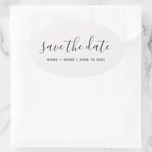 書記日付の結婚発表を保存 楕円形シール (バッグ)