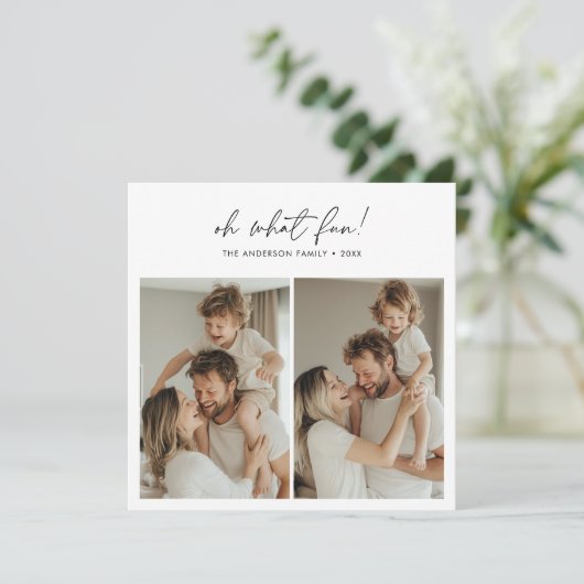 書道ああ何おもしろいクリスマスファミリーフォトレッド シーズンカード (スタンド正面)