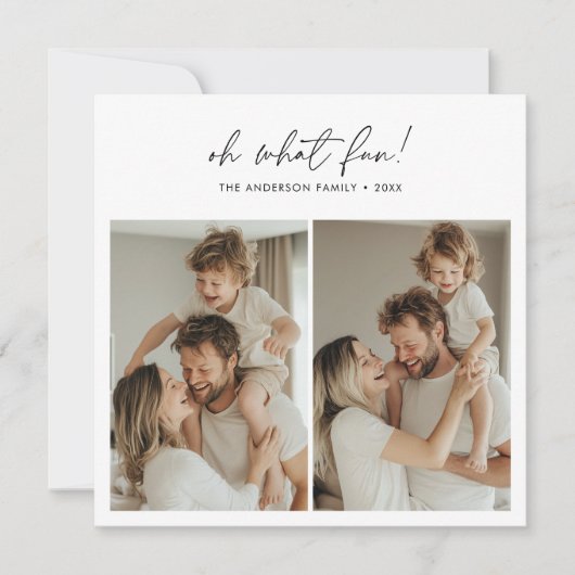 書道ああ何おもしろいクリスマスファミリーフォトレッド シーズンカード (正面)