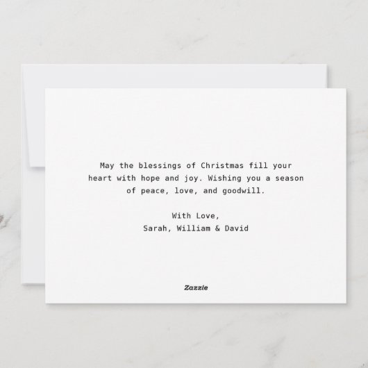 書道ああ何おもしろいベビークリスマスフォト シーズンカード (裏面)