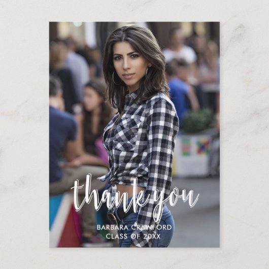 書道ありがとうカスタム写真卒業 ポストカード (正面)