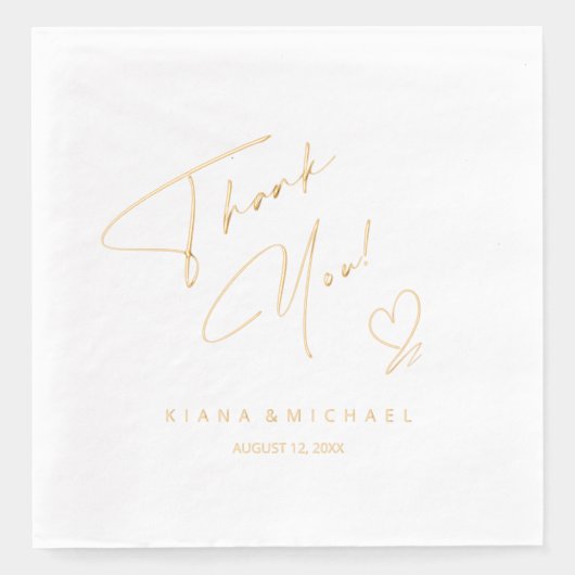 書道ありがとうハートV2 ID771 箔ナプキン (正面)