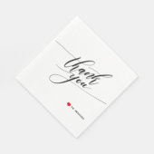 書道ありがとう赤いハートパーティーナプキン スタンダードランチョンナプキン (角)