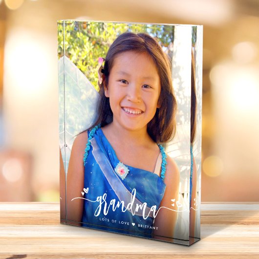 書道おばあちゃんハート名前をカスタムする フォトブロック