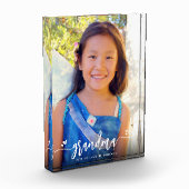 書道おばあちゃんハート名前をカスタムする フォトブロック (左)