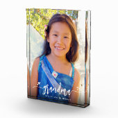 書道おばあちゃんハート名前をカスタムする フォトブロック (右)