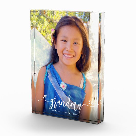 書道おばあちゃんハート名前をカスタムする フォトブロック (右)