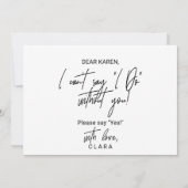 書道お洒落は僕の花嫁になってくれ 招待状 (裏面)