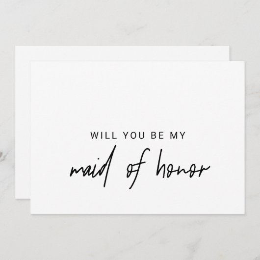 書道お洒落は私のメイド・オブ・オーナー(花嫁付き添い人) 招待状 (正面/裏面)