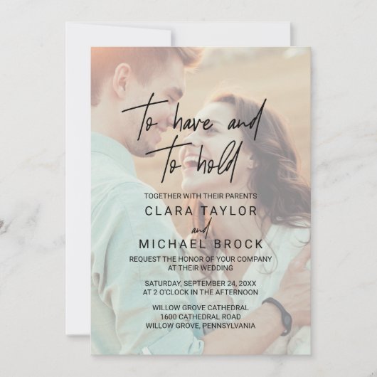 書道お洒落写真RSVP保留結婚の 招待状 (正面)