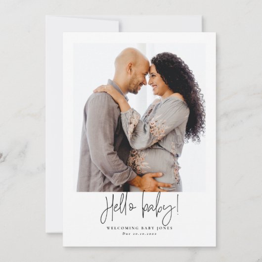 書道お洒落赤ちゃんシャワーこんにちはベビー 招待状 (裏面)