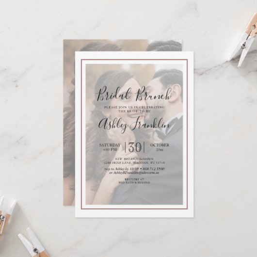 書道お洒落Vellumフォトブライダルシャワー 招待状 (正面/裏面インサイチュ)