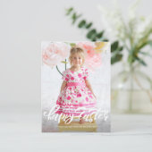 書道かわいらしハッピーイースター写真 シーズンポストカード (スタンド正面)