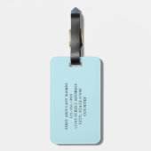 書道かわいらしライトブルーのミセスパーソナライズされた ラゲッジタグ (裏面縦)