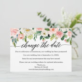 書道が日付を変更するピンクのフローラカード セーブザデート (スタンド正面)