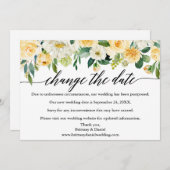 書道が日付を変更する黄色のフローラカード セーブザデート (正面/裏面)