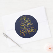 書道が輝く金ゴールドブルーの季節 ラウンドシール (封筒)