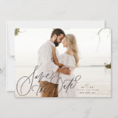 書道が輝く黒いオーバーレイ写真 マグネット招待状 (正面)