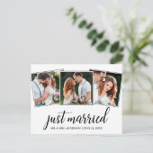 書道たった今結婚しました結婚の3枚の写真 ポストカード (スタンド正面)