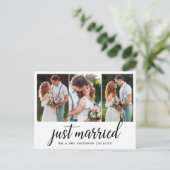 書道たった今結婚しました3枚の写真 ポストカード (スタンド正面)