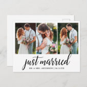 書道たった今結婚しました3枚の写真 ポストカード (正面/裏面)