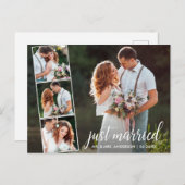 書道たった今結婚しました4枚の写真 ポストカード (正面/裏面)