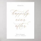 書道とエレガントな結婚式のウェルカムサイン ポスター (正面)