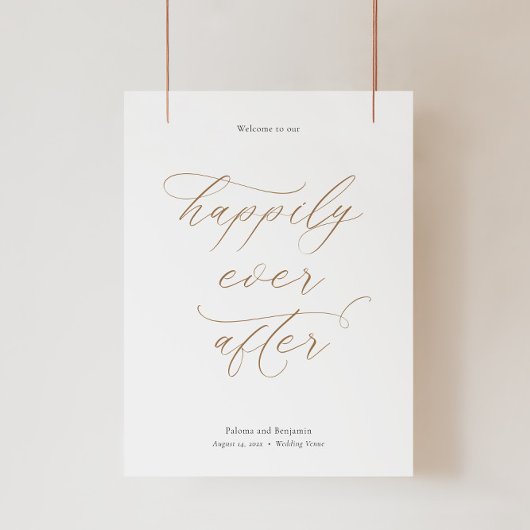 書道とエレガントな結婚式のウェルカムサイン ポスター
