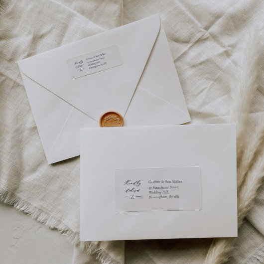 書道とエレガントな結婚式住所 シール